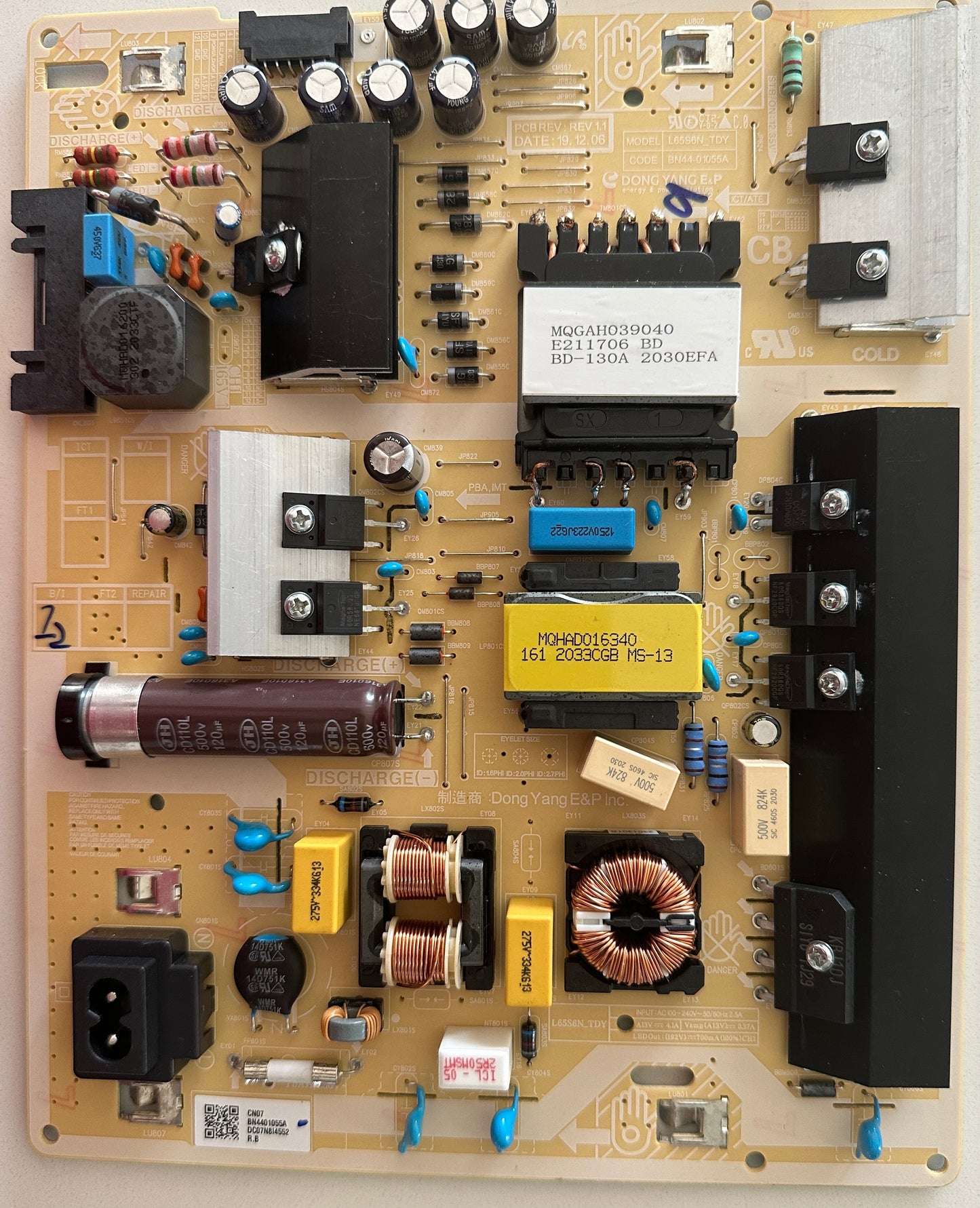 SAMSUNG UN65TU7000FXZC TV MAIN POWER SUPPLY BOARD